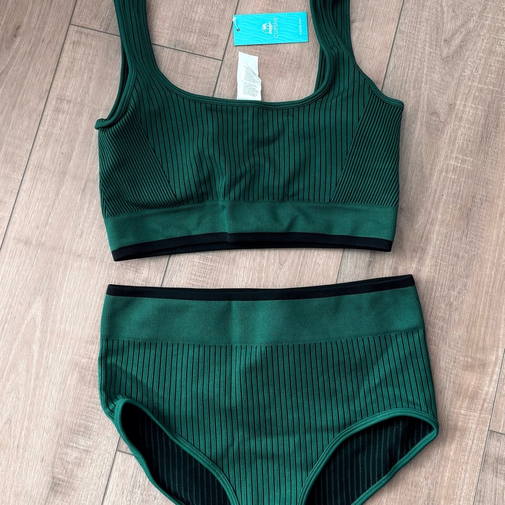 Green Ribbed Bikini Set - Picture 4 of 4